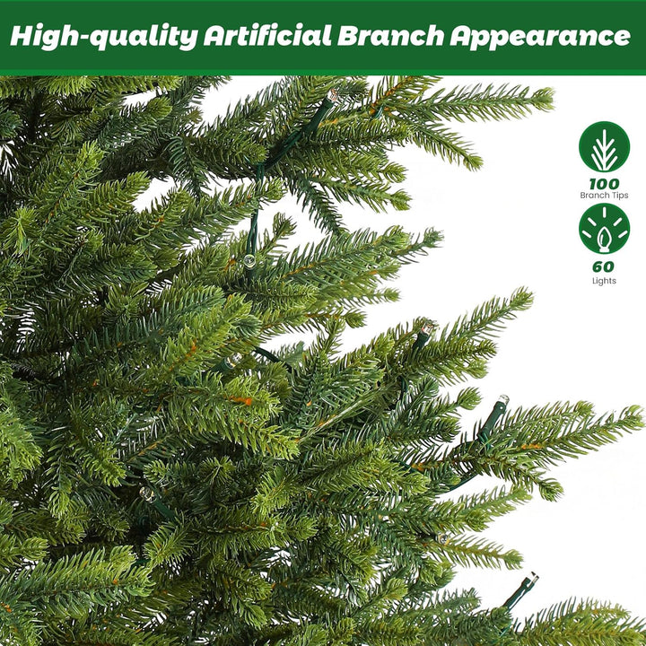 Alupssuc 2 Fuss Beleuchteter Künstlicher Mini-Weihnachtsbaum, 100% PE-Zweige mit Sockel aus Leinensa