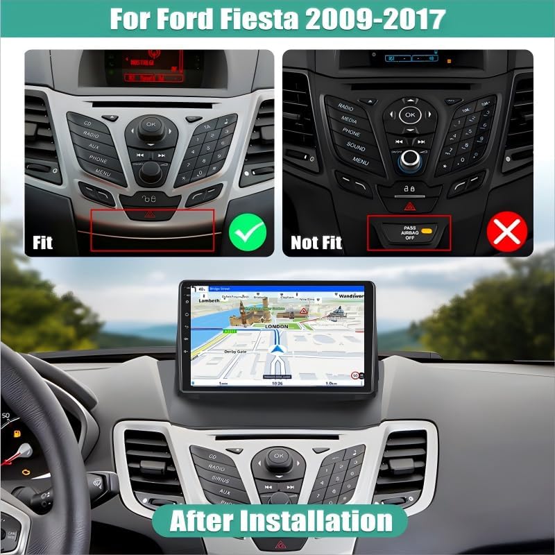 SIXWIN 8-Core 6+128G Android 15 Autoradio für Ford Fiesta 2009-2017 mit Carplay/Android Auto/DSP,9''