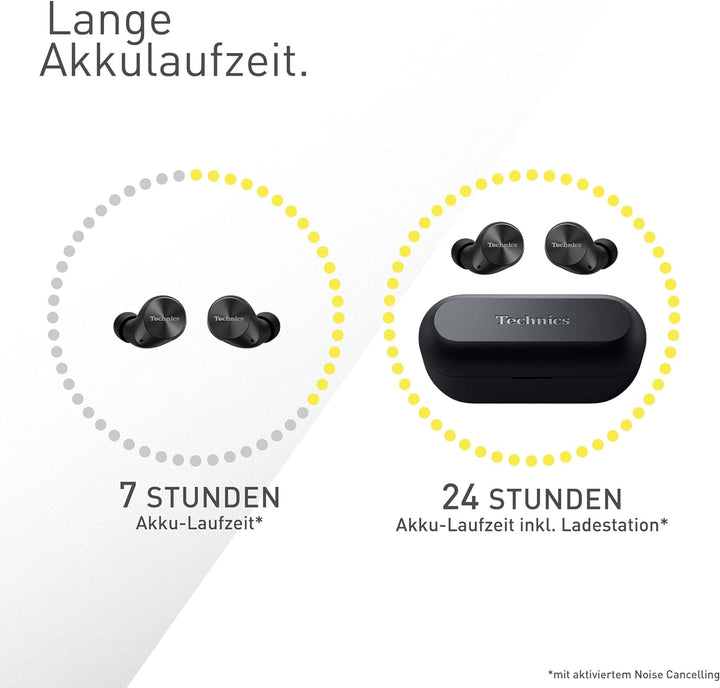 Technics EAH-AZ60M2EK kabellose Ohrhörer mit Noise Cancelling, Multipoint Bluetooth 3 Geräte, komfor