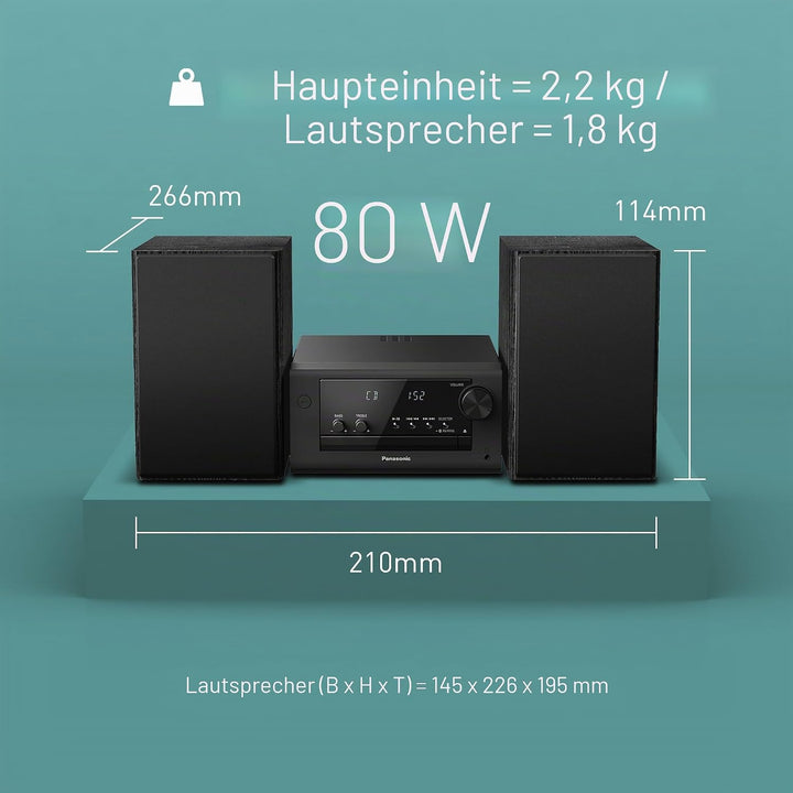 Panasonic SC-PM702EG-K Neat Kompakte Stereoanlage Micro HiFi mit CD, DAB+/FM Radio, USB und Bluetoot