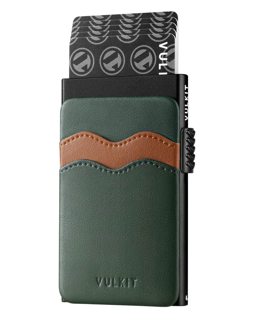 VULKIT Schlanke Geldbörse mit Pop-up-Kartenhalter mit zusätzlichen RFID-blockierenden Lederschlitzen