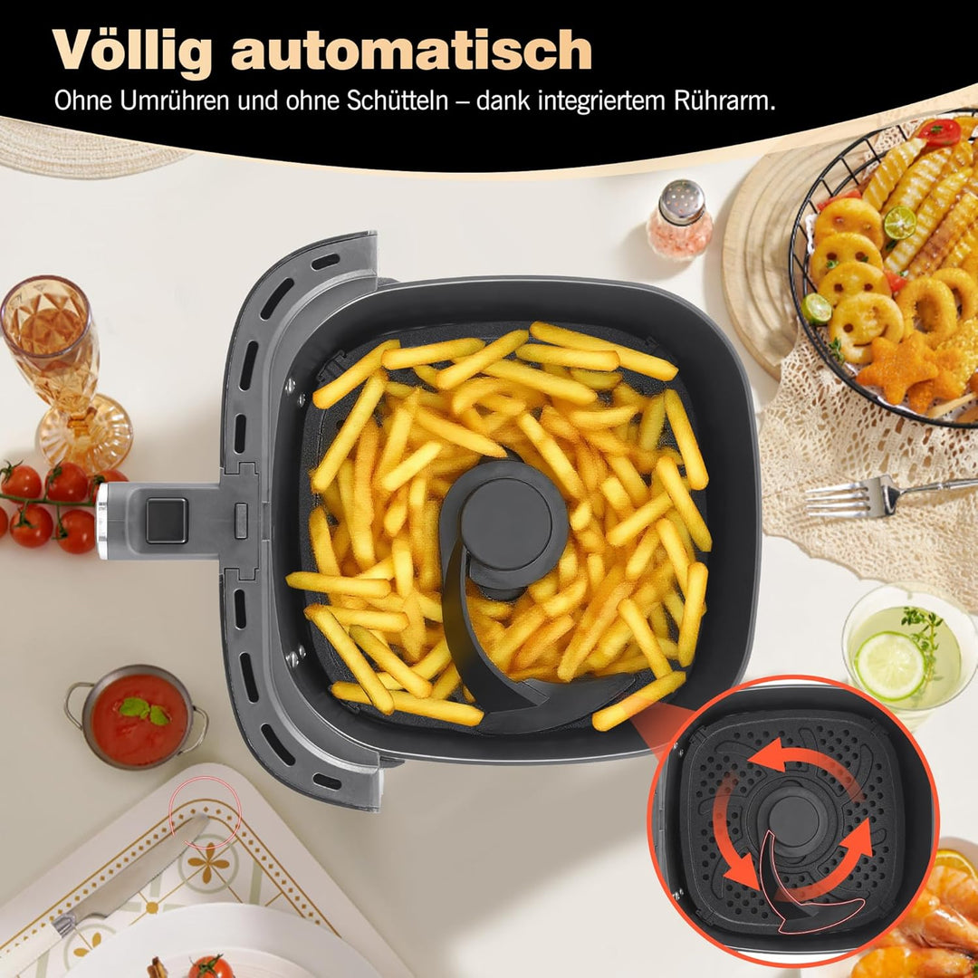 Airfryer Heissluftfritteuse, 8-in-1 Air Fryer XXL 5L, Heissluftfritteuse mit Sichtfenster & Shake-Re