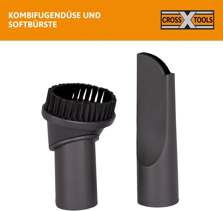 Cross Tools 4in1 Nass-Trocken-Aschesauger mit Blasfunktion (3,5 m Teleskop Saugrohr, 20 Liter Behält