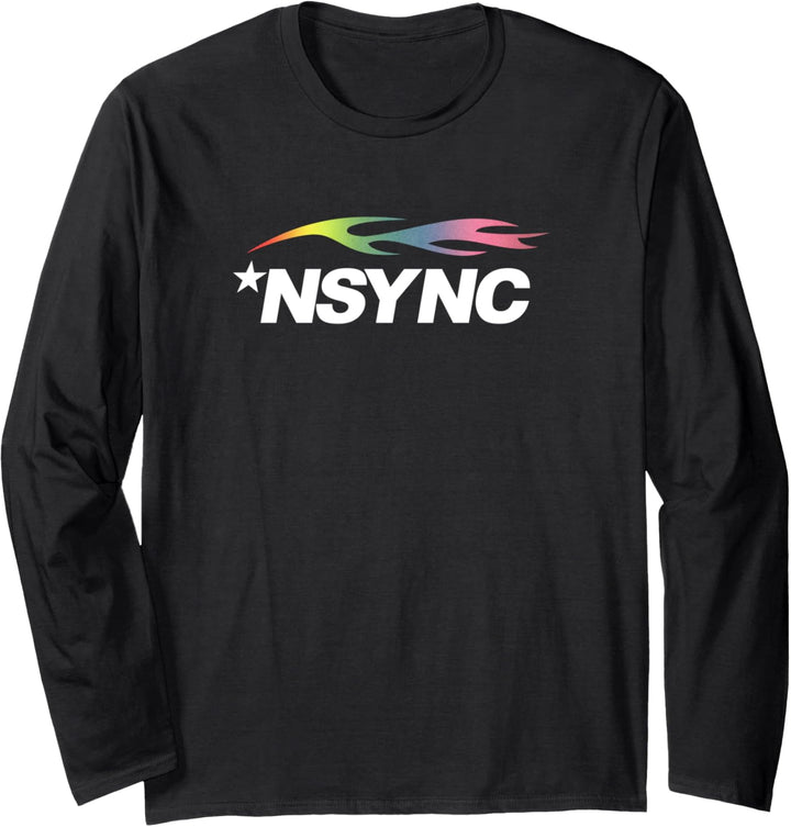 NSYNC Offizielles Band-Logo und Regenbogenflamme Langarmshirt