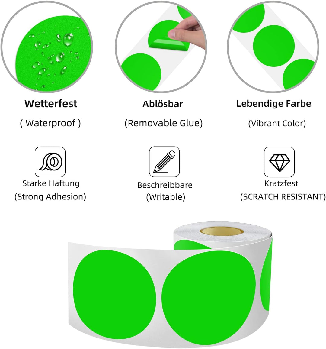 200 Stück Runde Aufkleber Gross 90mm Selbstklebend Klebepunkte Etiketten Farbkodierung kreise Sticke