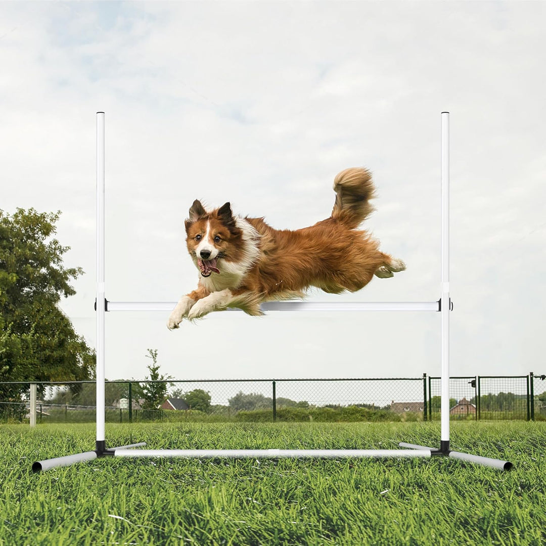 Weiss 4X Hürden für Hunde Agility-Ausrüstung Slalom Stangen Höhenverstellbar Slalom Training Trainin