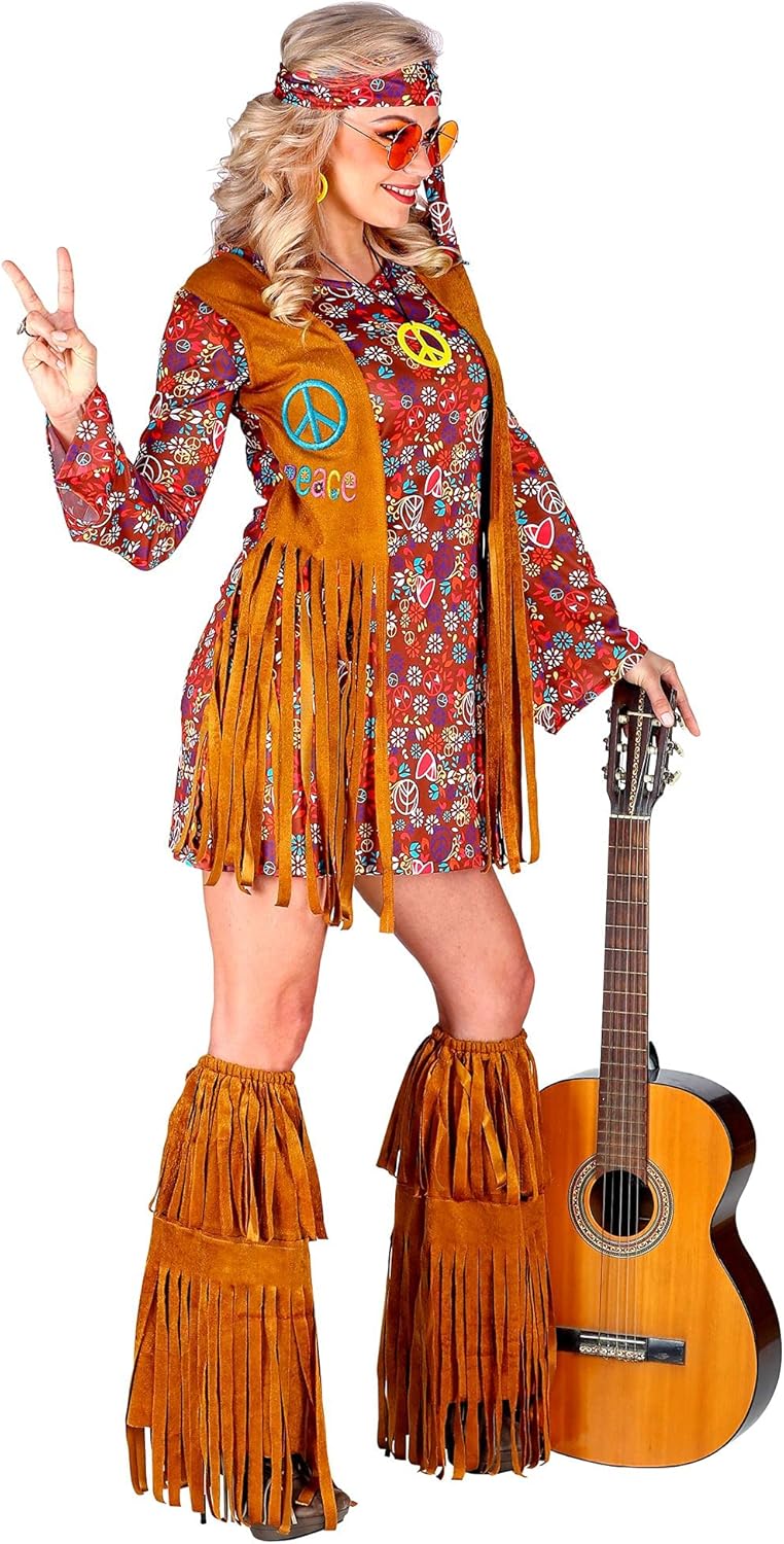 WIDMANN 02862 COSTUME HIPPIE DONNA GILET E FRANGE M #028F, M