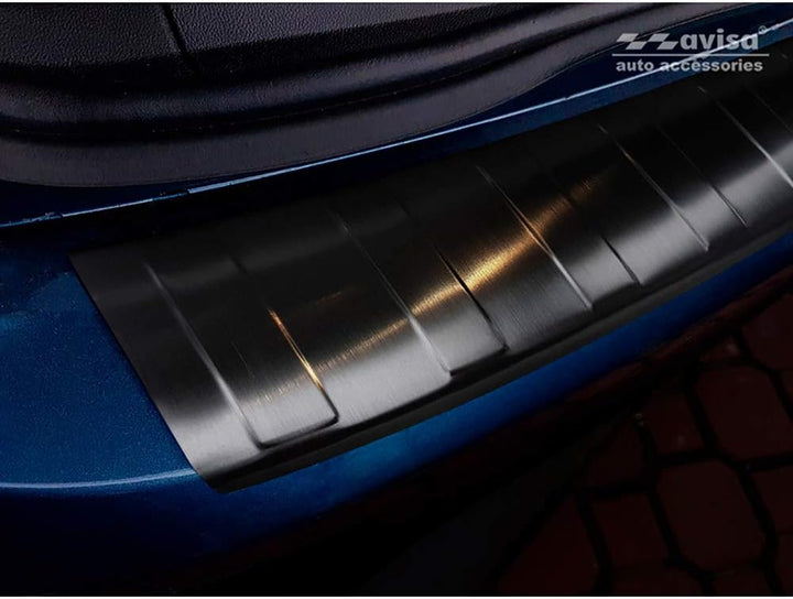 Avisa Schwarz Edelstahl Heckstossstangenschutz kompatibel mit Ford Focus IV Kombi 2018- 'Ribs'