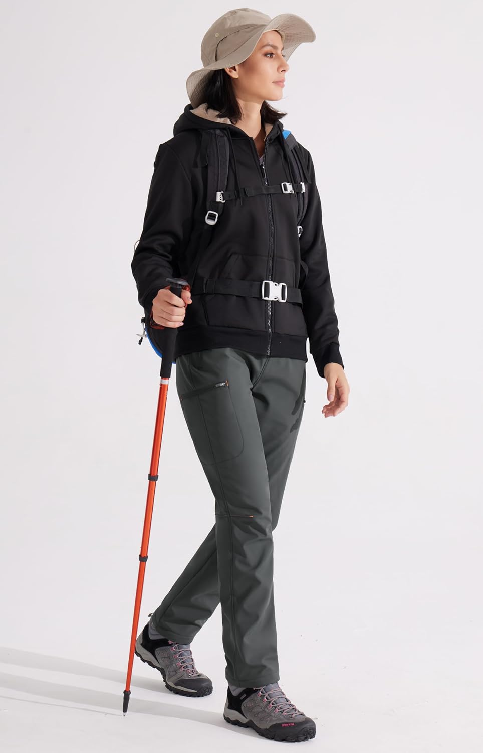 Libin Damen Wanderhose Thermohose Gefüttert Winter Outdoorhose Warme Softshellhose Wasserdicht Windd