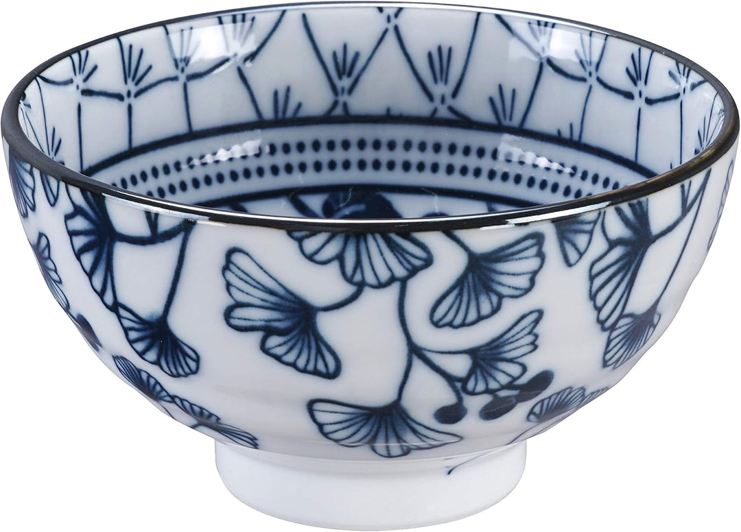 TOKYO design studio Flora Japonica 4-er Schalen-Set blau-weiss, Ø 12 cm, 6,3 cm hoch, ca. 300 ml, as