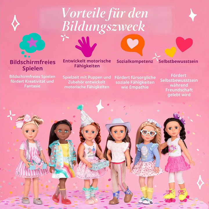 Glitter Girls Puppe Charlie – Bewegliche 36 cm Puppe mit Puppenkleidung, Zubehör und roten langen Ha