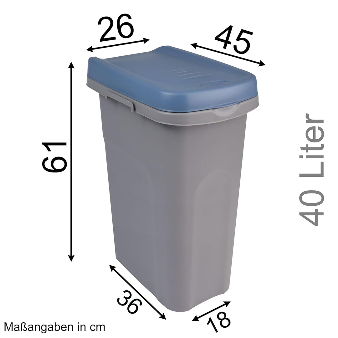 40L Mülleimer blau Küche Mülltonne Abfalleimer Trash Bin Gelber Sack Müll Blau 40 Liter, Blau 40 Lit