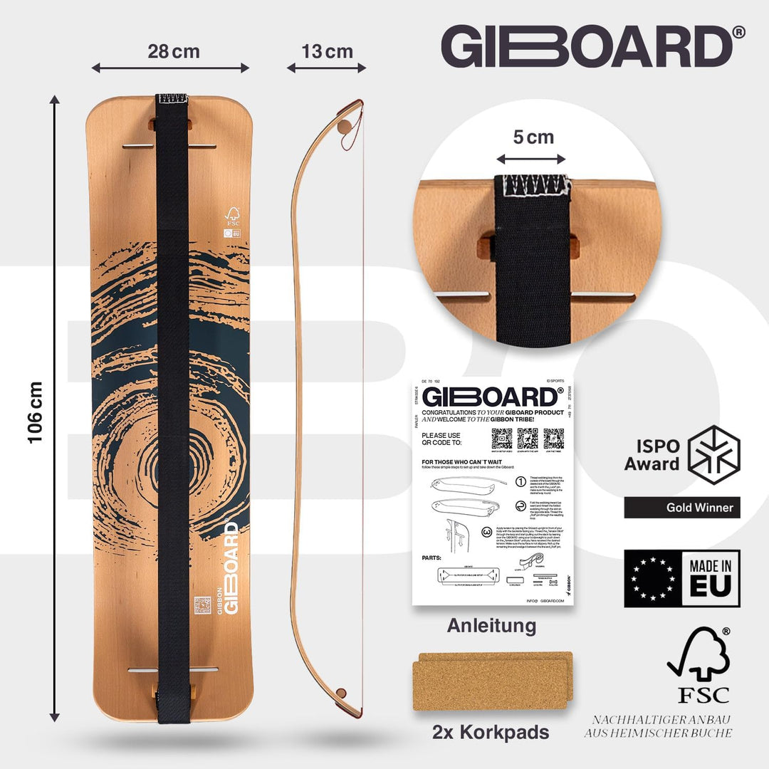 GIBBON Giboard-Set - Zen/Active/Play | Innovatives Balance Board | Gleichgewichtstrainer | Interakti