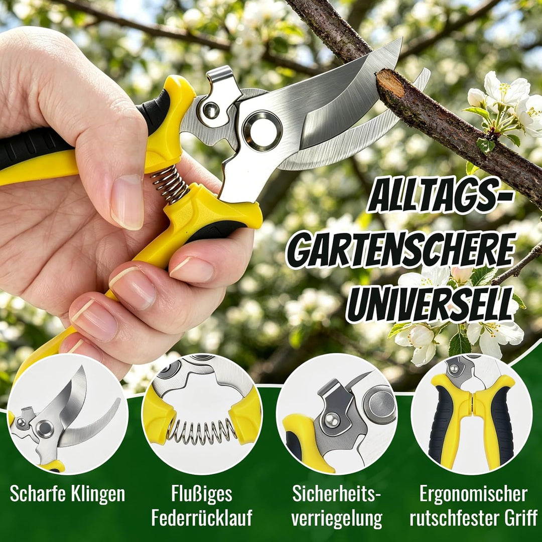 QRD Gartengeräte Set 8 in 1 Gartenwerkzeug mit Aufbewahrungstasche Gartenschaufel mit Gummigriff Gar