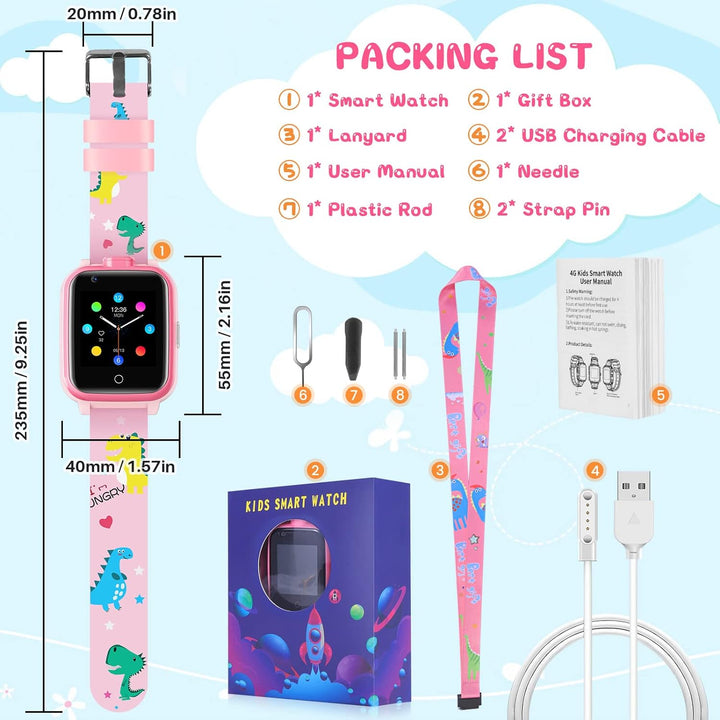 Mingfuxin 4G Kinder-Smartwatch, Wasserdichtes Smartwatch-Telefon mit Dual-Kamera, Kinder-GPS-Tracker