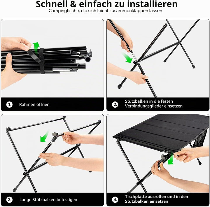 Campingtisch Klappbar,Aluminium Klapptisch Camping Tisch mit Tragetasche und Netztasche,Ultraleicht