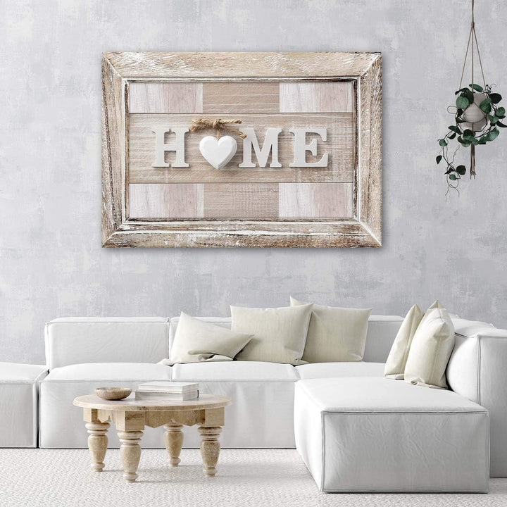 Leinwandbild XXL Home 120x80 cm Wandbild Kunst shabby chic Rahmen Illusion Braun M_15878 120L x 80B