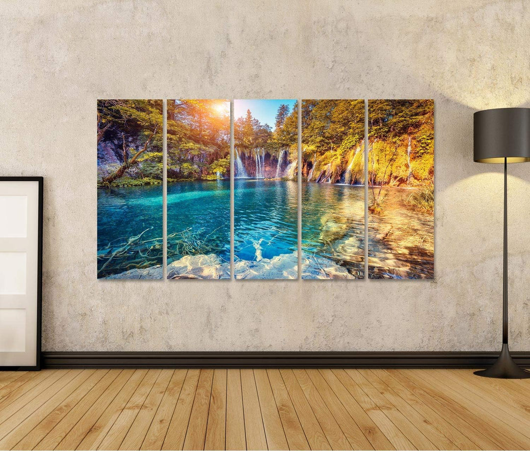 islandburner Bild auf Leinwand Plitvicer Seen Nationalpark Majestätische Aussicht Türkisfarbenes Was