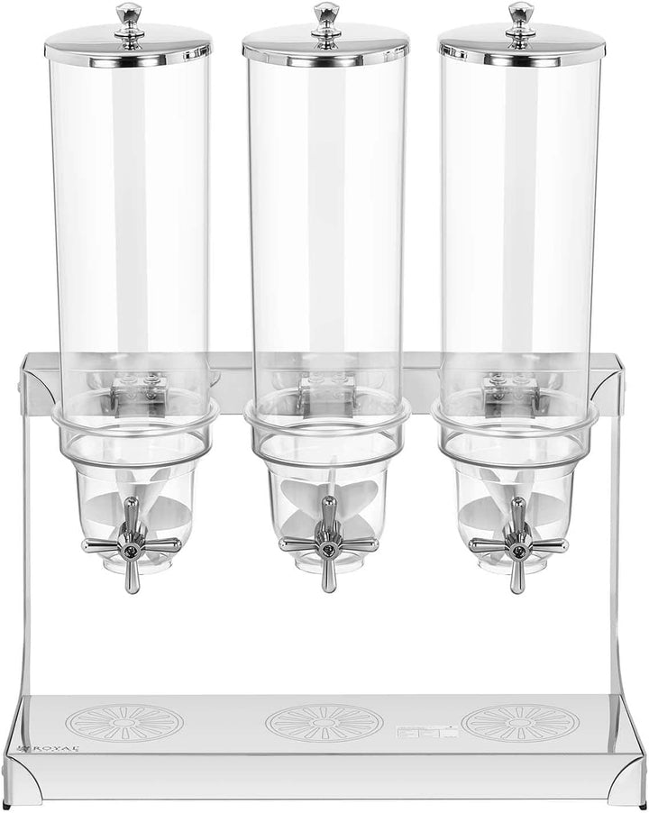 Royal Catering RCCS-3.5LSS3 Müslispender 3 x 3,5 L 3 Behälter Cerealienspender Cornflakes Spender Mü