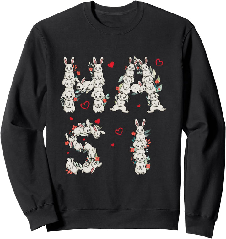 Hasi Pulli Kaninchen Hasimausi mit Herz Hase Hasi Sweatshirt