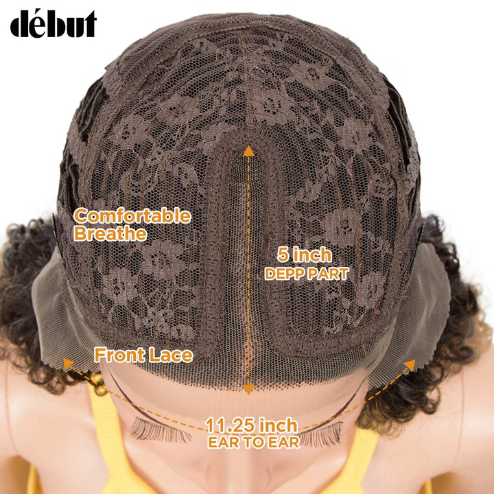 DÉBUT Lace Front Perücke Lockige Perücke für Damen 70 cm 230g Kunsthaar Hitzebeständige Faser 130% D
