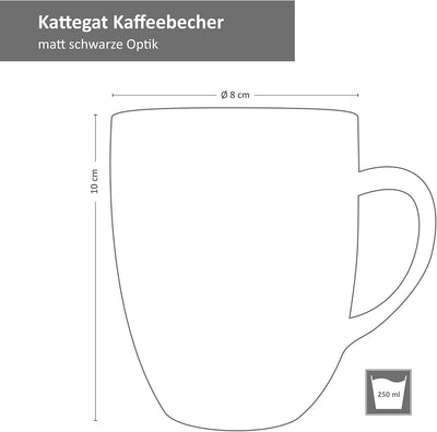 MamboCat Kattegat 6er Set Kaffeebecher I 250 ml I Schwarz matt I 6 Personen I Steingut-Tassen für He