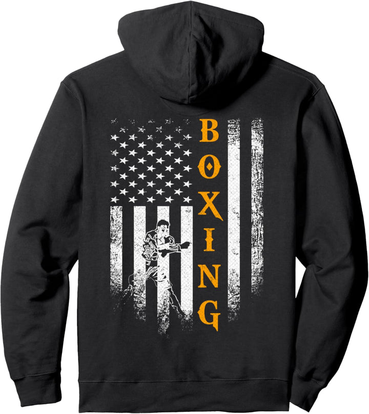 Vintage USA Amerikanische Flagge Boxer Silhouette Pullover Hoodie