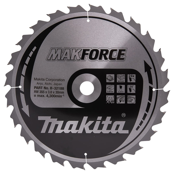 makita-b-08274 Festplatte 355 Säge Makforce x 3 mm 20 Felge 2,2 24Z Achse von 30 Grad