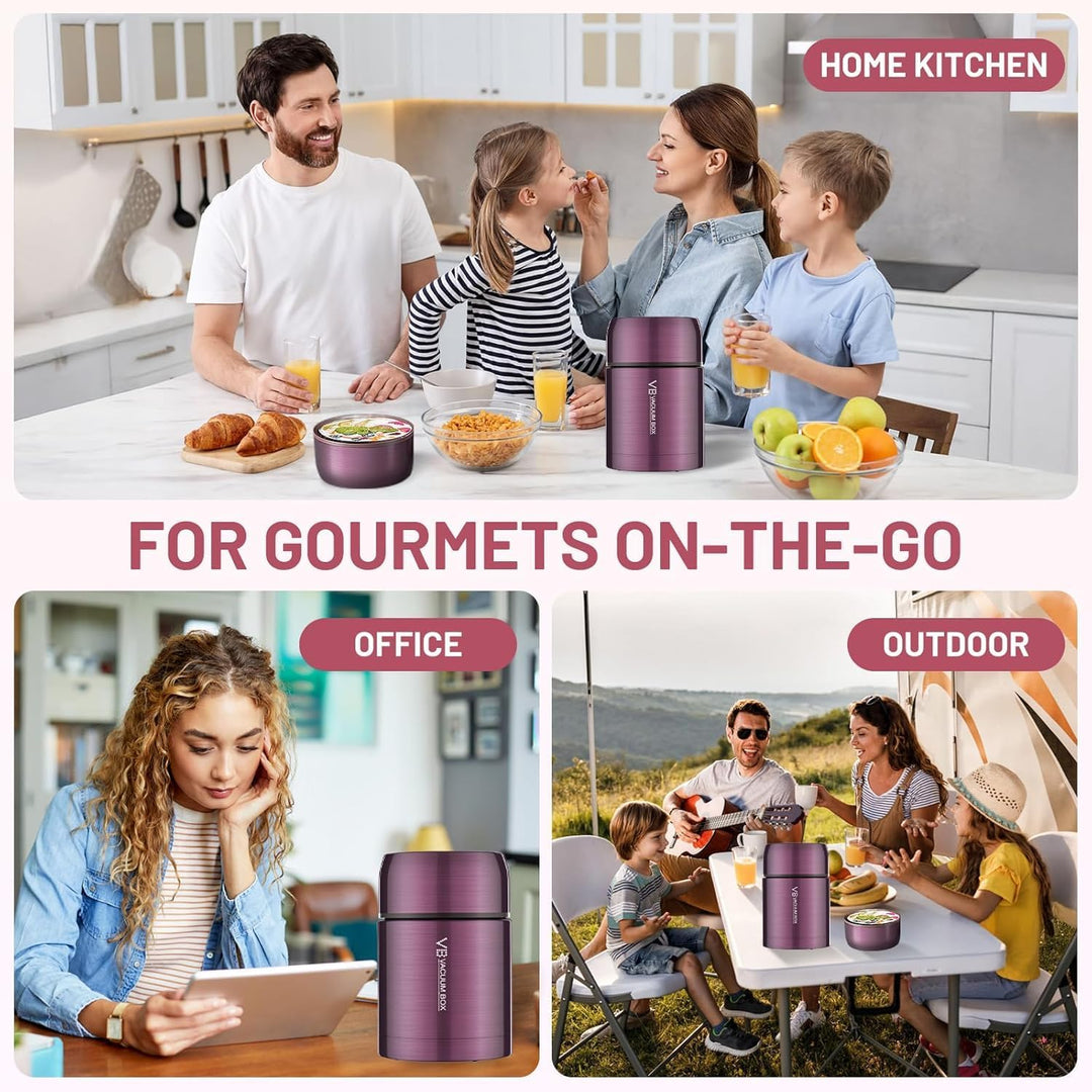 Thermobehälter für Essen 800ml,Edelstahl Warmhaltebehälter,Speisegefäss für Essen mit Gabel und Trag