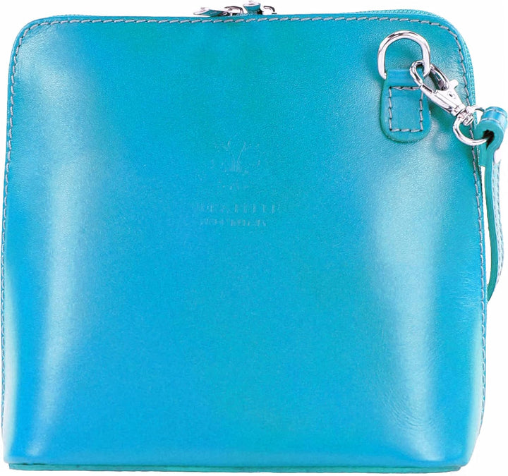 modamoda de - T94 - ital kleine Umhängetasche aus Glattleder Himmelblau, Himmelblau