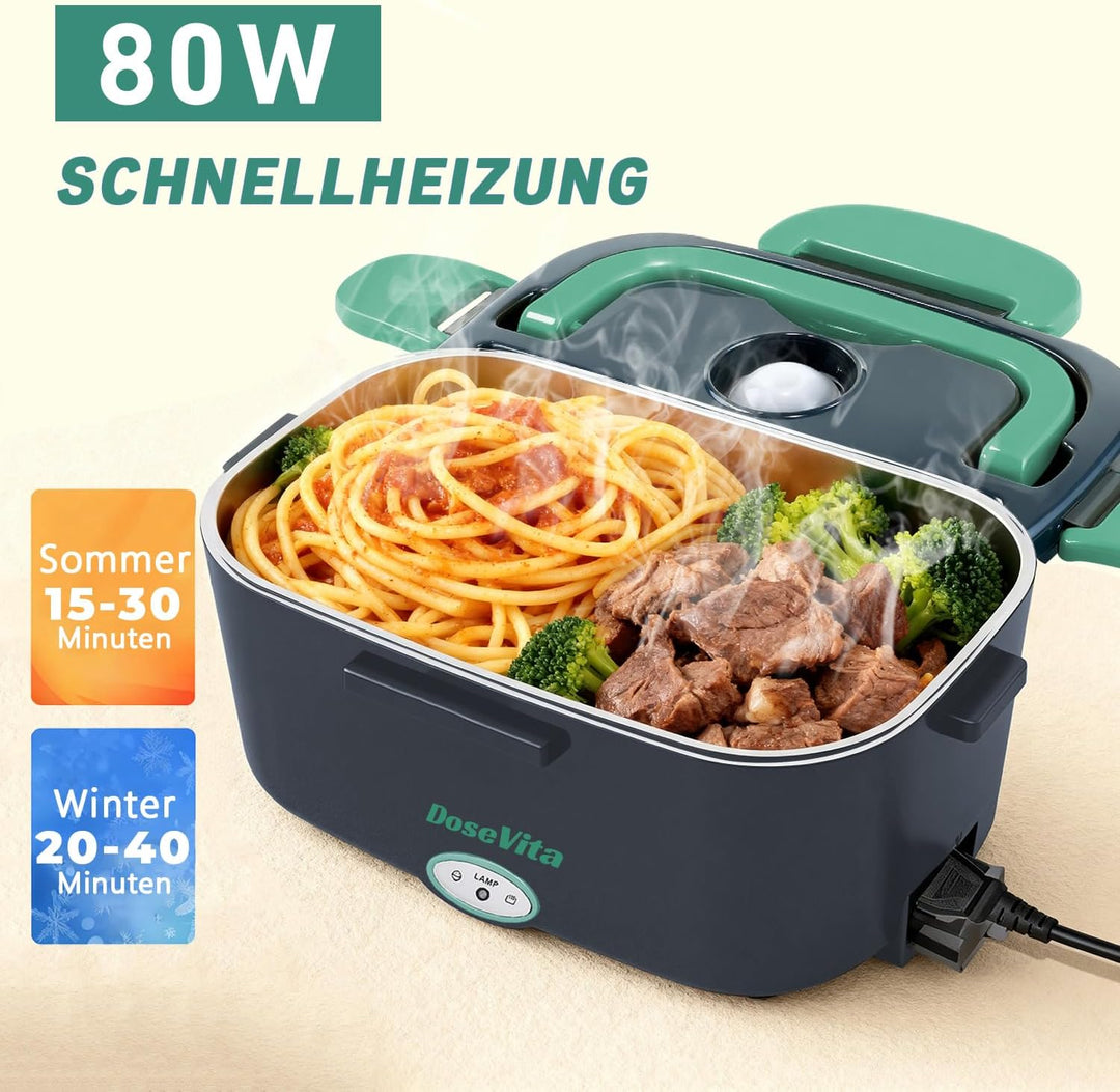 Elektrische Lunchbox 80W Warmhaltebox Für Essen, 1,5L Aufwärmbehälter Für Essen 3-in-1 Electric Lunc
