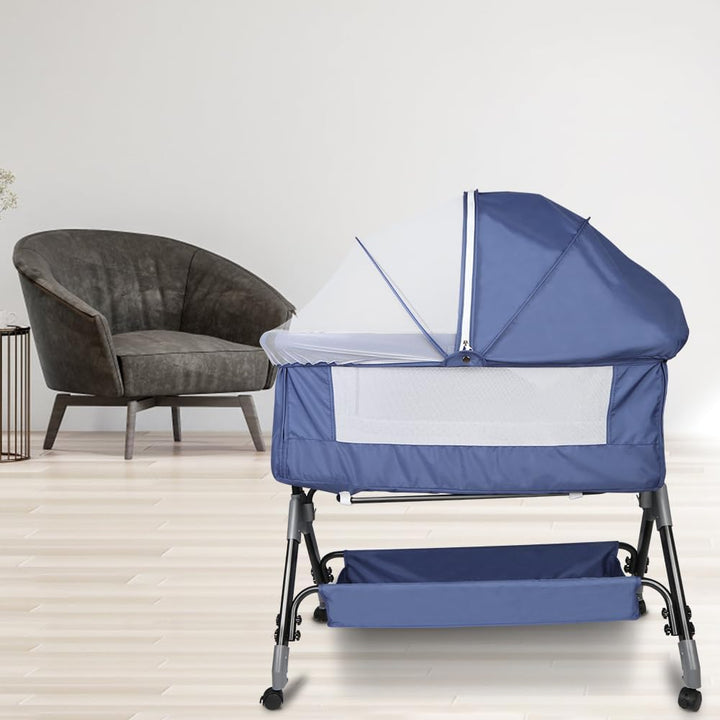 Kedia Babywiege mit Moskitonetz, Babybett & Reisebett mit Rollen, Babybett für Wiegen, höhenverstell