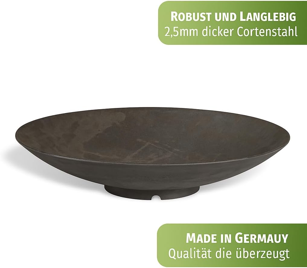 Feuerschale 100 cm gross aus Cortenstahl 2,5 mm Feuerstelle rund Metall Feuer Schale für den Garten