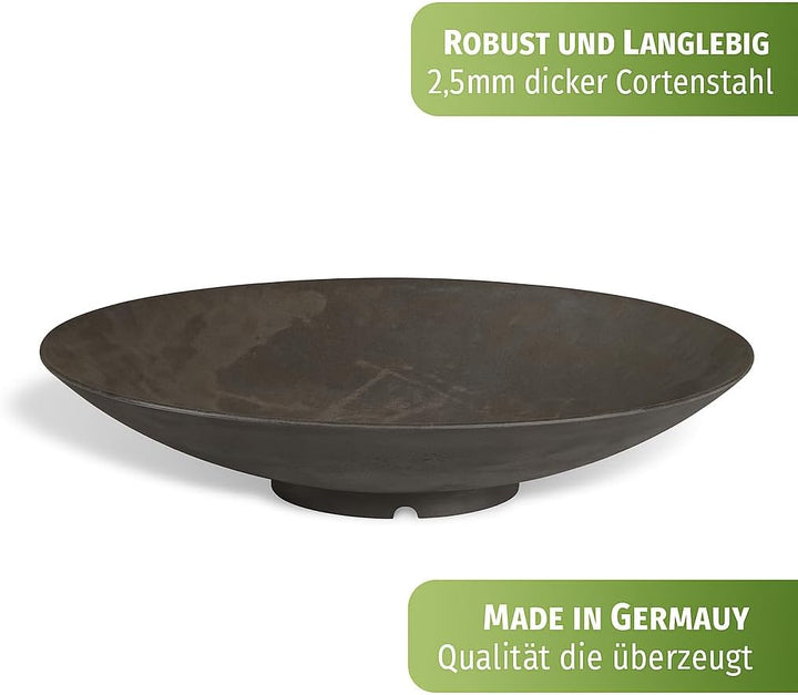 Feuerschale 100 cm gross aus Cortenstahl 2,5 mm Feuerstelle rund Metall Feuer Schale für den Garten