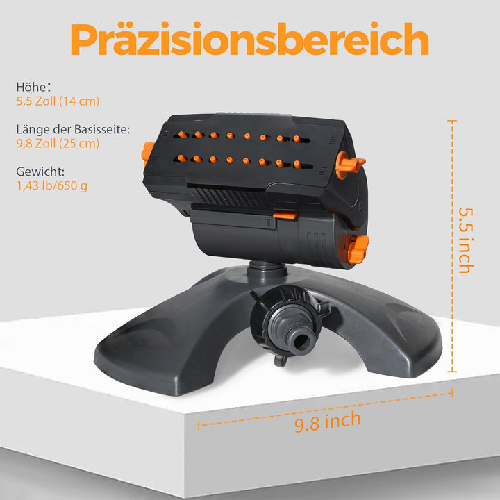 Diivoo Mini Turbo Oszillierender Rasensprenger 16 Düsen, Gartensprinkler mit Schnellanschluss und Gr