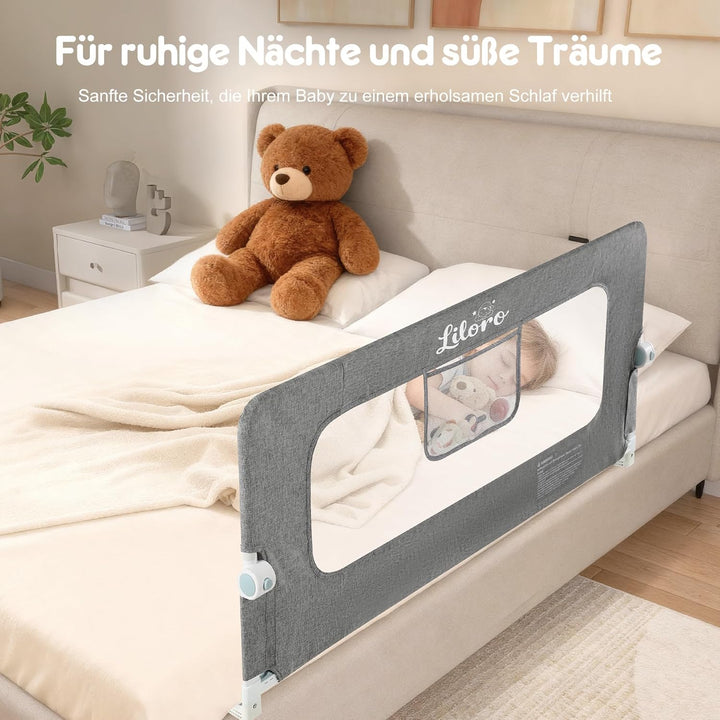 Kinder Rausfallschutz 150cm, Zusammenklappbar, Stabiler Grossrahmen, Anti-Kollisions-Design, einfach