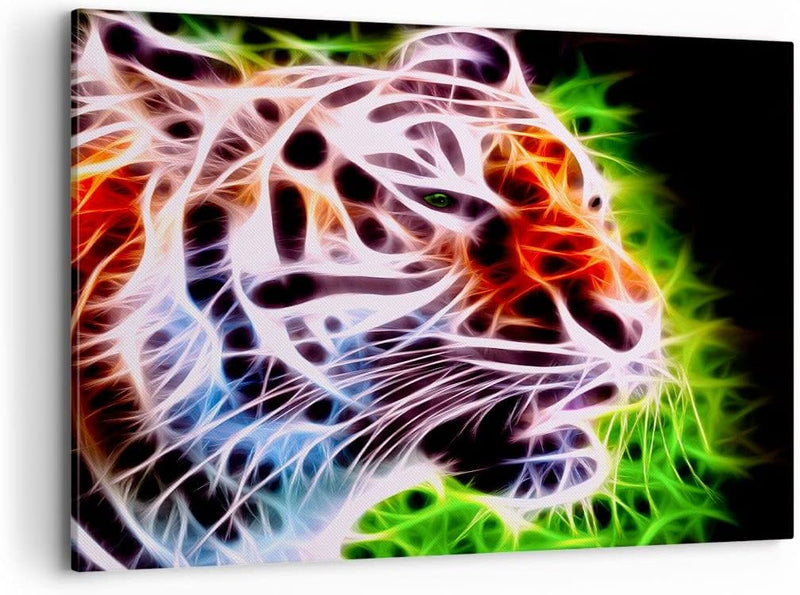 Bilder auf Leinwand 100x70cm Leinwandbild Afrika aggression tiere tiger Gross Wanddeko Bild Schlafzi