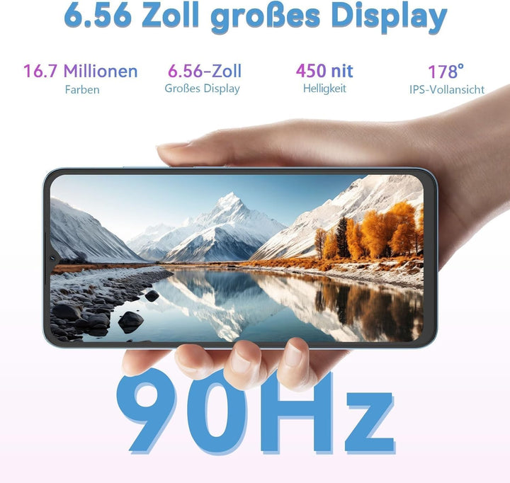 OSCAL Flat 2 Smartphone Ohne Vertrag, Android 15, 12GB+128GB/2TB TF Smartphones, 6.56'' HD+ 90Hz Han