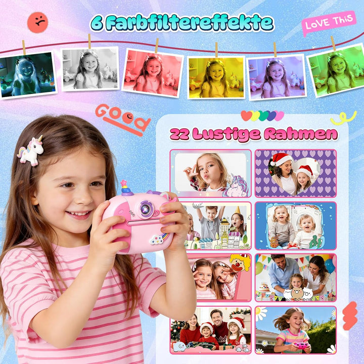 Sofortbildkamera, Einhorn Geschenk für Mädchen Kinderkamera Mädchen 4 5 6 7 8 Jahre Spielzeug ab 3-1