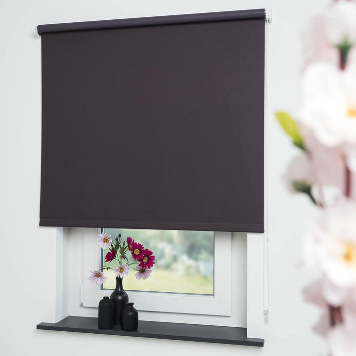 Liedeco® Rollo, Fenster Rollo, Kettenzug-Rollo / 92 x 180 cm (Breite x Höhe), Cappuccino/Verdunkelnd