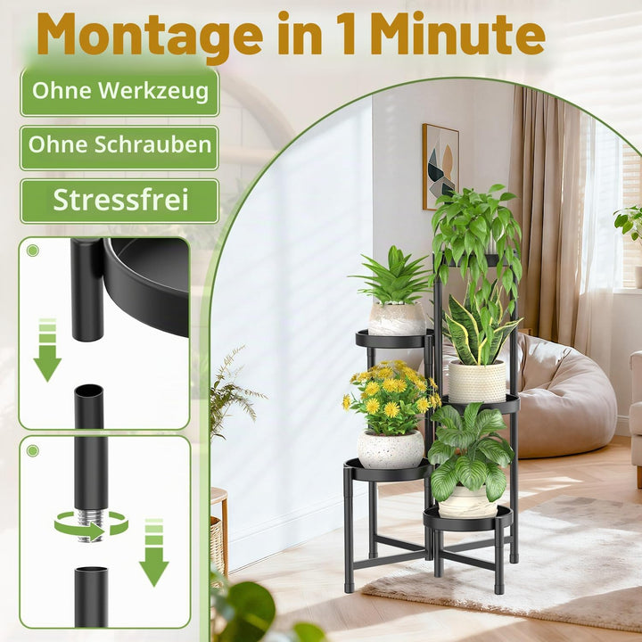 iDavosic.ly 5 Etagen Metall Pflanzenständer Blumentopfständer, Mehrstöckig Pflanzenregal Blumenregal