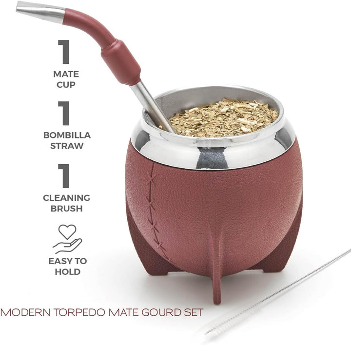 balibetov Yerba Mate Becher und Bombilla Set, inklusive Edelstahl Yerba Mate Kürbis, Premium Bombill