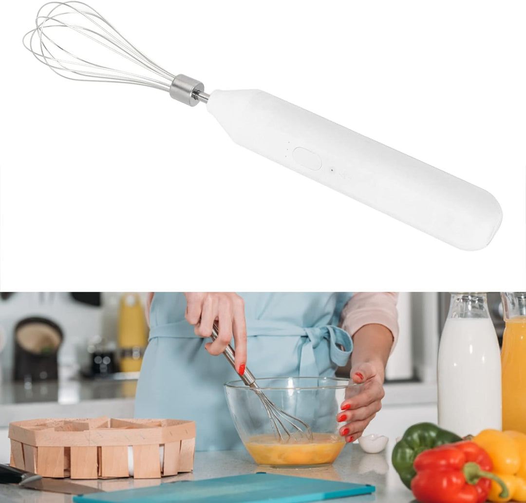 Handheld USB Lade Elektrische Schneebesen Tragbare Edelstahl Milchaufschäumer Küche Bar Liefert (Wei
