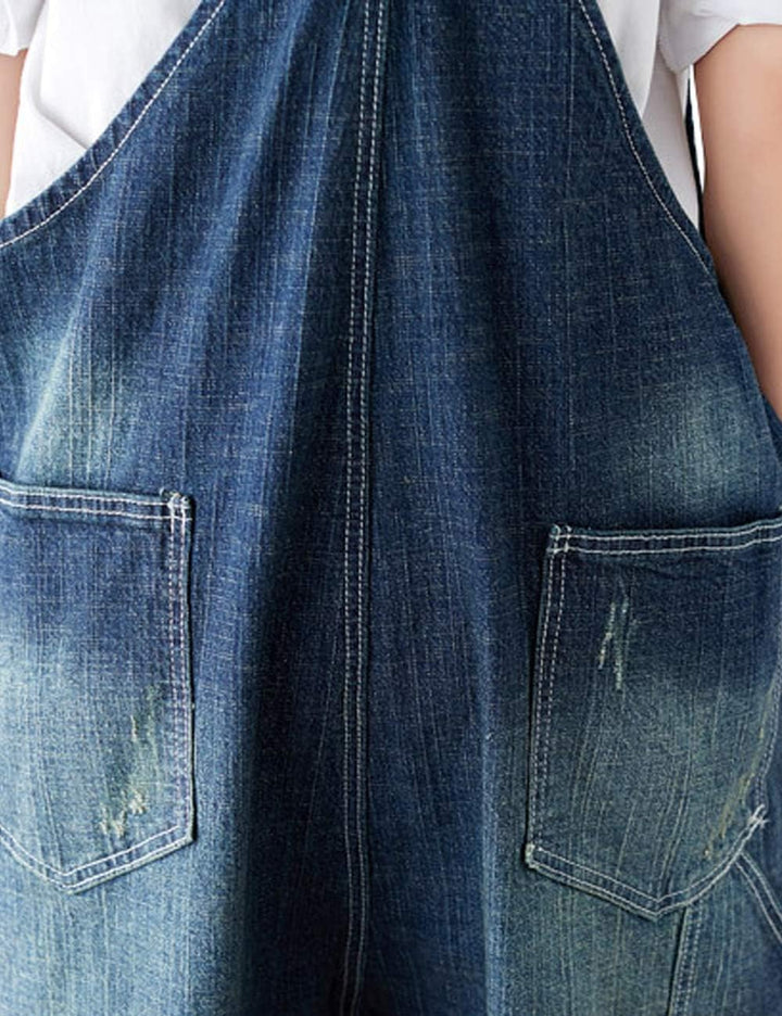 Youlee Damen Strappy Overalls Beiläufig Overall Baumwolle Latzhose Einheitsgrösse Style 1 Deep Blue,