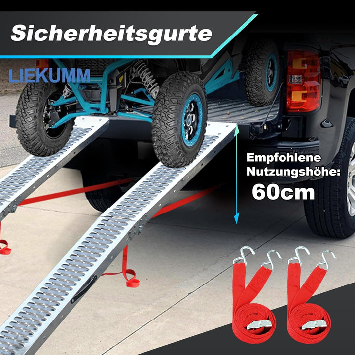 LIEKUMM 2X Auffahrrampe 440kg klappbar Laderampe, Stahl Verladerampe Laderampen für Anhänger Motorra