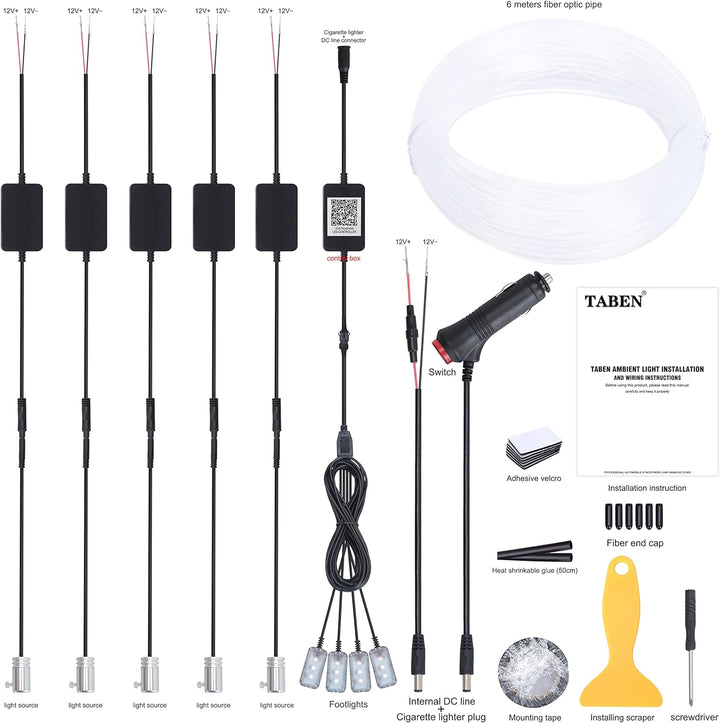 TABEN Auto Innenraum Umgebungslicht 64 Farben APP Control Auto Dekoration Atmosphäre Licht Kit Wasse