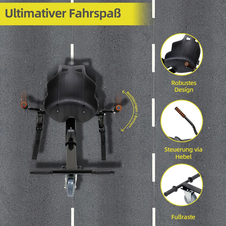 BE COOL Sitting Bull Kart-Aufsatz für Hoverboards – Universeller Hoverboard Sitz, Einstellbare Länge