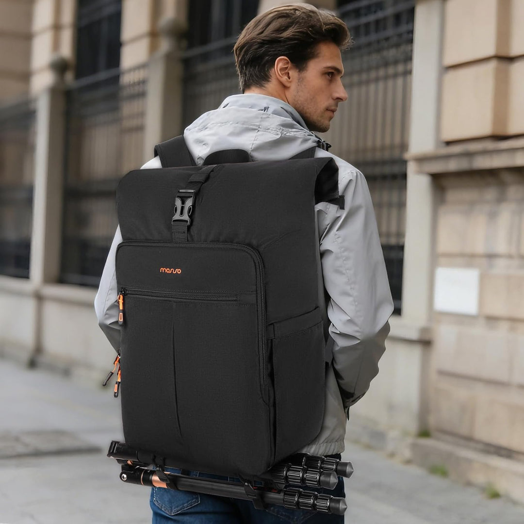 MOSISO Kamerarucksack mit Kamera Inneneinsatz, Fotografie Rucksack mit Erweiterbarem Rollverschlussf