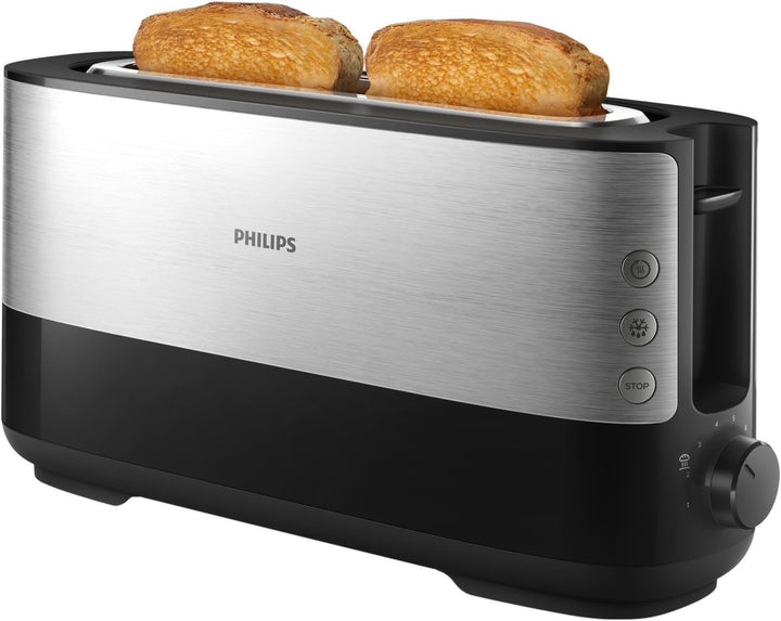 Philips Langschlitztoaster, Edelstahl, Schwarz