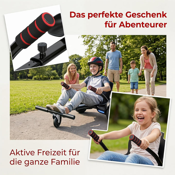 Hoverboard mit Sitz, Verstellbarer Sitzscooter Kompatibel mit 6,5-10 Zoll Hoverboard Sitz, Kartsitz